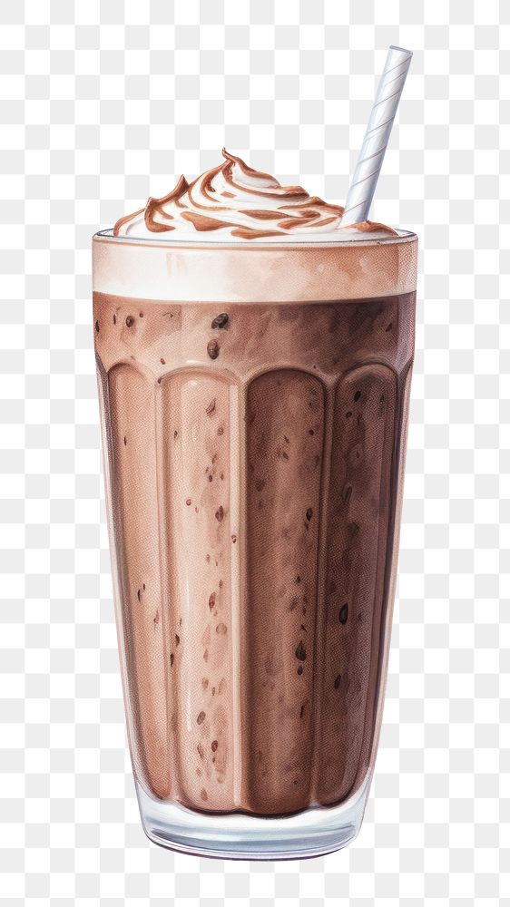 PNG Smoothie milkshake chocolate drink, digital paint illustration. AI generated image