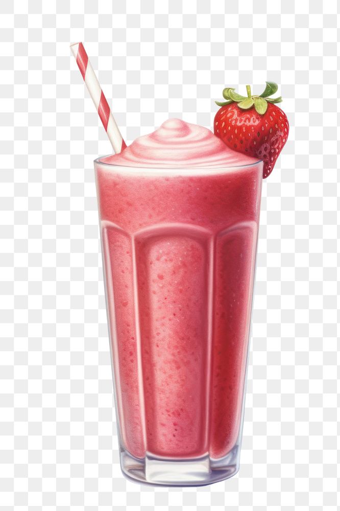 PNG Smoothie strawberry milkshake drink, digital paint illustration. AI generated image
