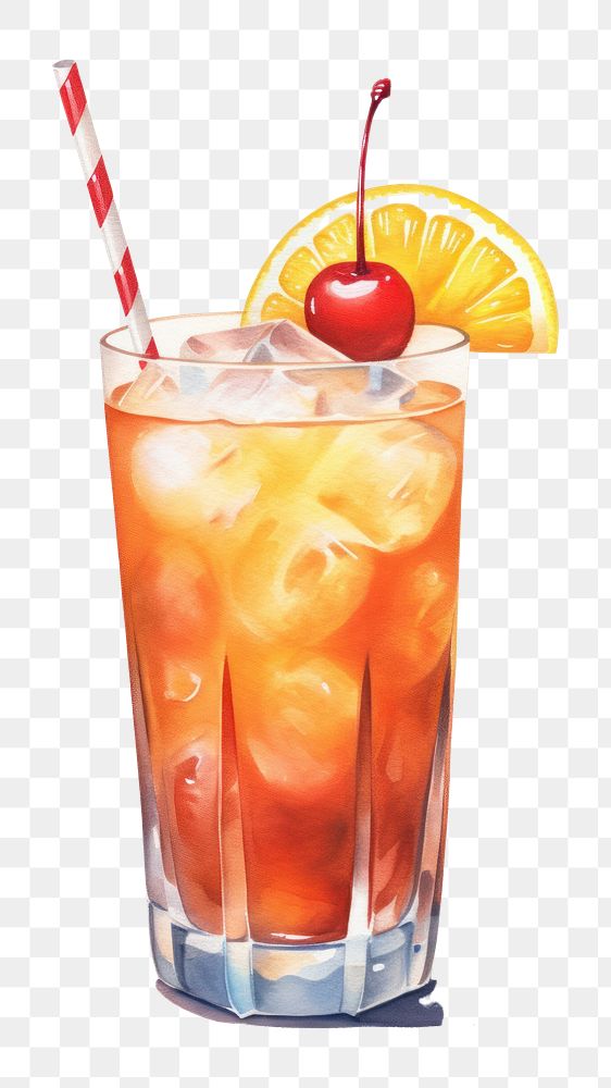 PNG Cocktail drink fruit food, digital paint illustration. AI generated image