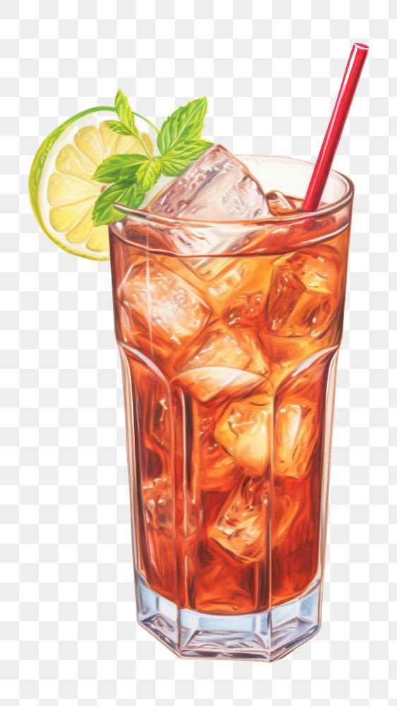 PNG Cocktail mojito drink fruit, digital paint illustration. 