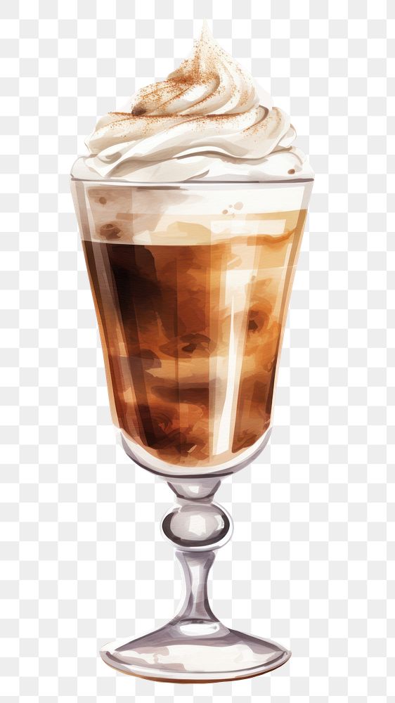 PNG Dessert coffee sundae cream, digital paint illustration. AI generated image