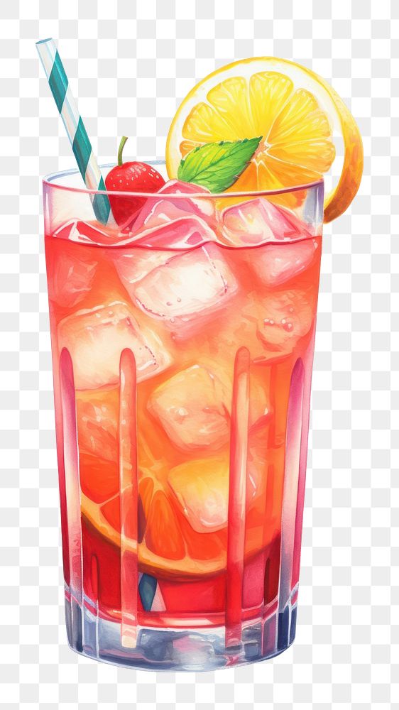 PNG Cocktail mojito drink fruit, digital paint illustration. AI generated image