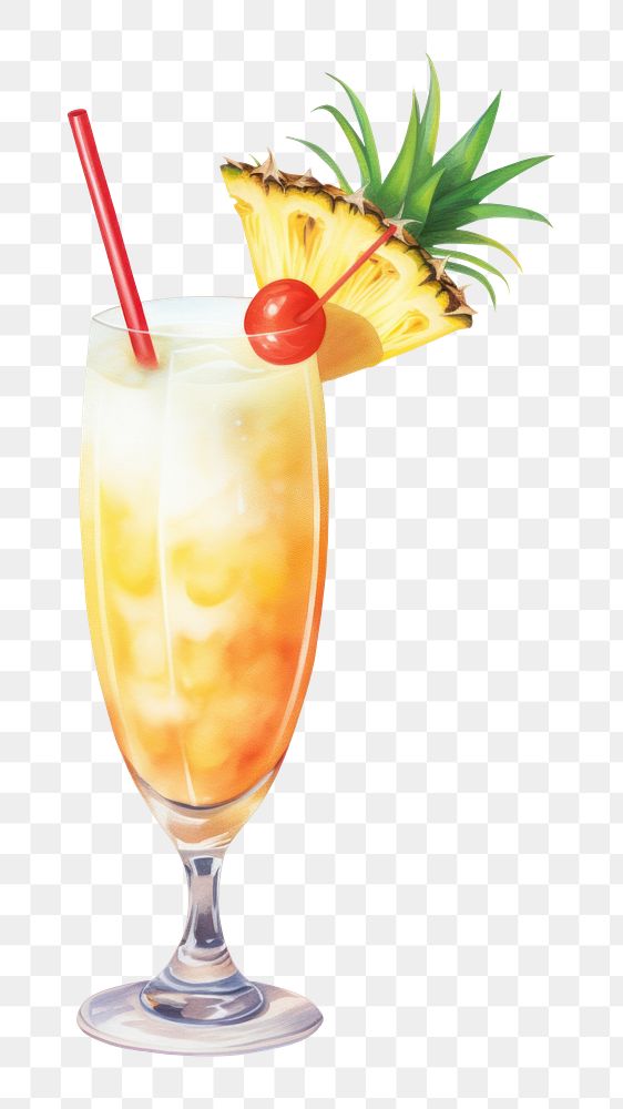 PNG Cocktail pineapple fruit drink, digital paint illustration. AI generated image