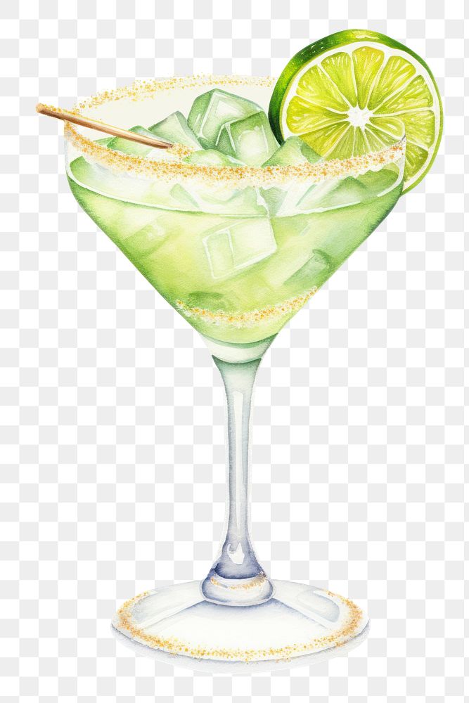 PNG Margarita cocktail martini drink, digital paint illustration. AI generated image