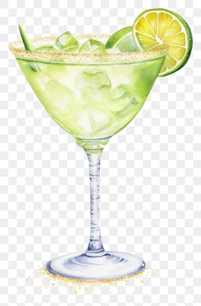 PNG Margarita cocktail martini drink, digital paint illustration.