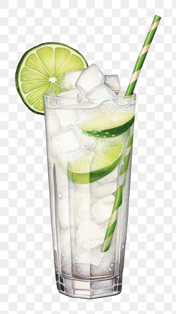 PNG Drink lime cocktail mojito, digital paint illustration. AI generated image