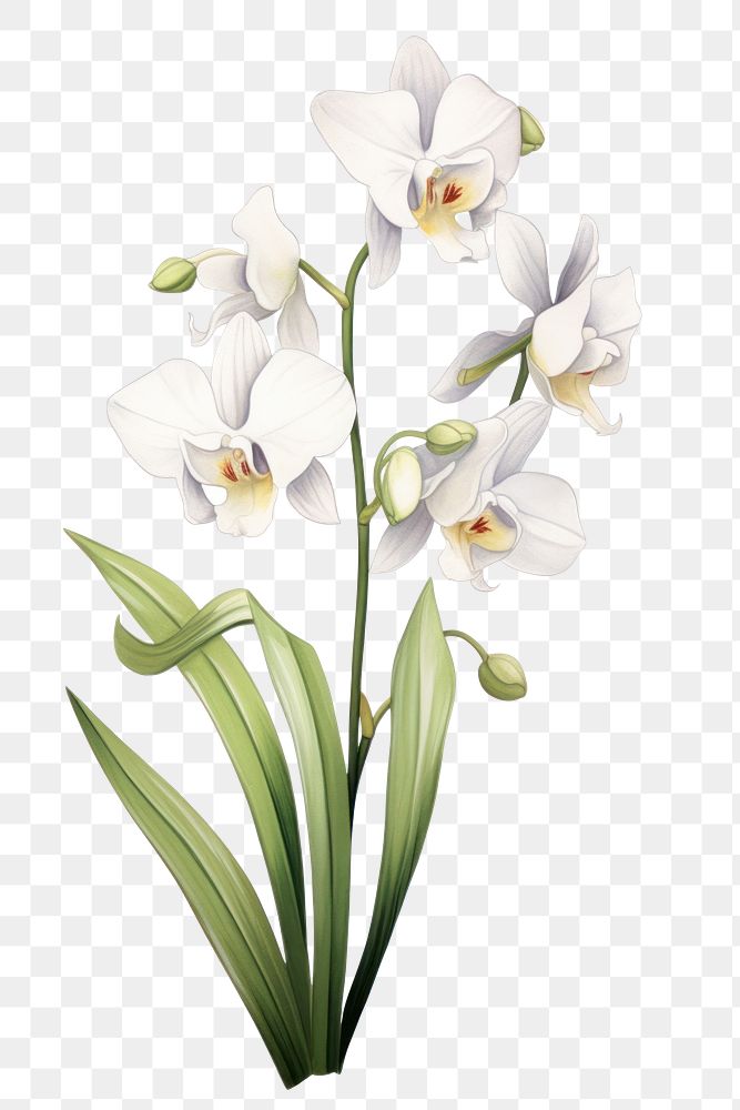 PNG Orchid flower plant white. 