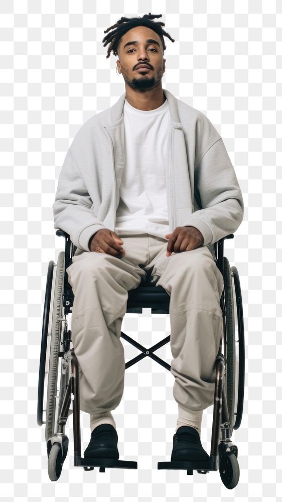 PNG Wheelchair sitting adult man. AI generated Image by rawpixel.