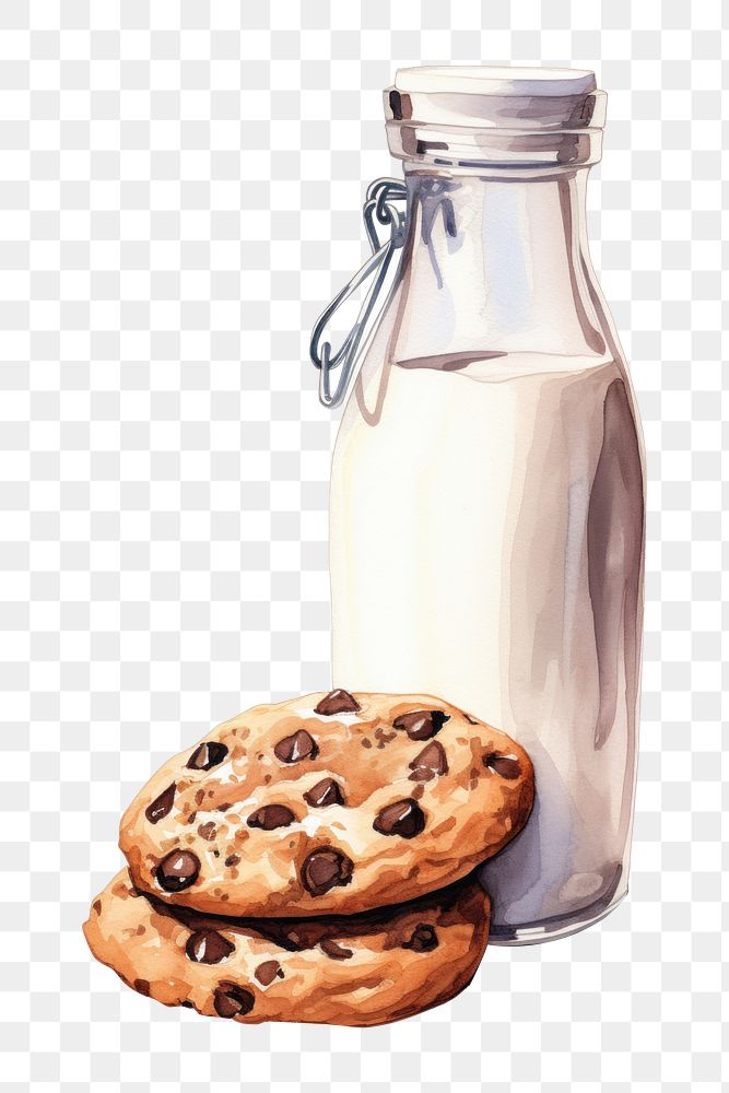 PNG Milk chocolate cookie bottle. AI generated Image by rawpixel.