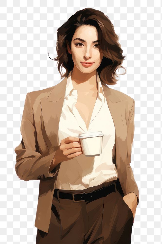 PNG Coffee sleeve adult woman. AI generated Image by rawpixel.