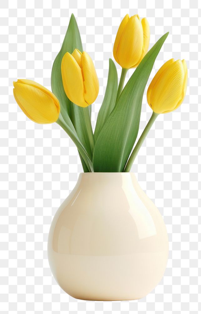 PNG Tulip vase flower yellow. 