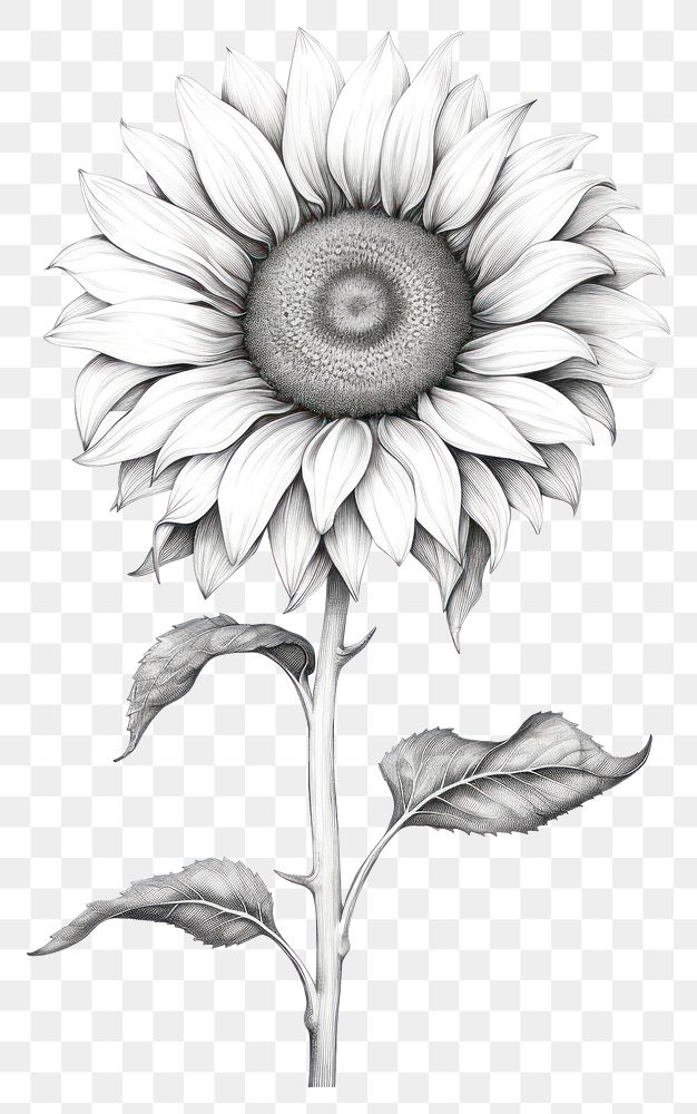 PNG Sunflower drawing sketch plant. 