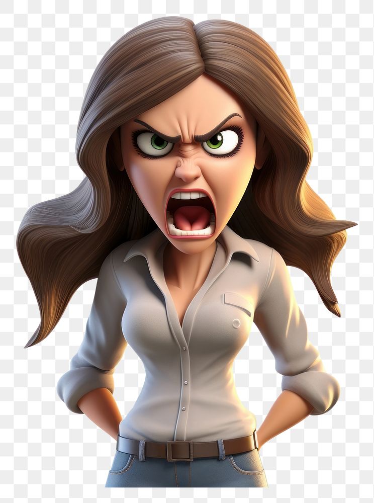 angry cartoon face girl