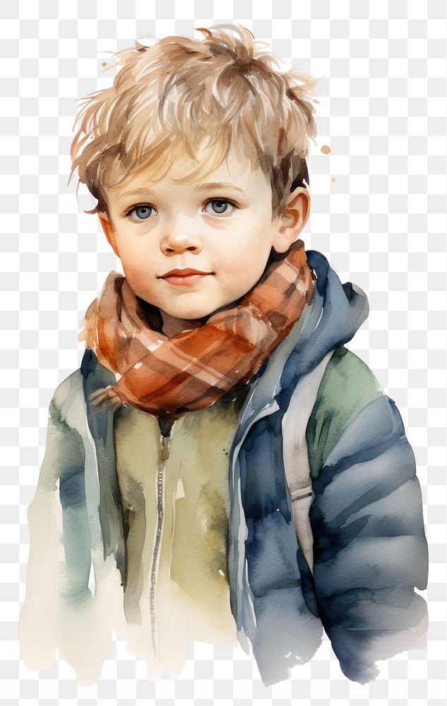 PNG Portrait jacket child scarf. AI generated Image by rawpixel.