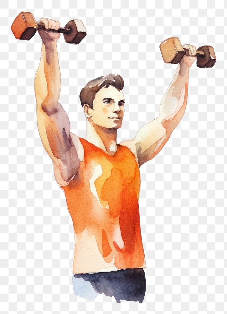 PNG Dumbbell exercise sports adult. AI generated Image by rawpixel.