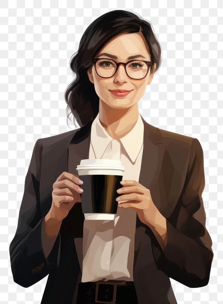 PNG Portrait glasses coffee cup. AI generated Image by rawpixel.