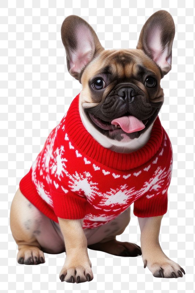 PNG Bulldog christmas sweater mammal. 