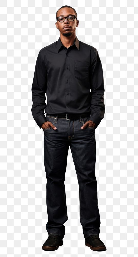 PNG Standing glasses sleeve shirt. AI generated Image by rawpixel.