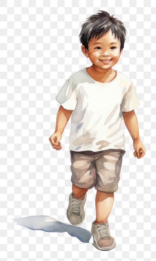 PNG Portrait walking shorts child. AI generated Image by rawpixel.