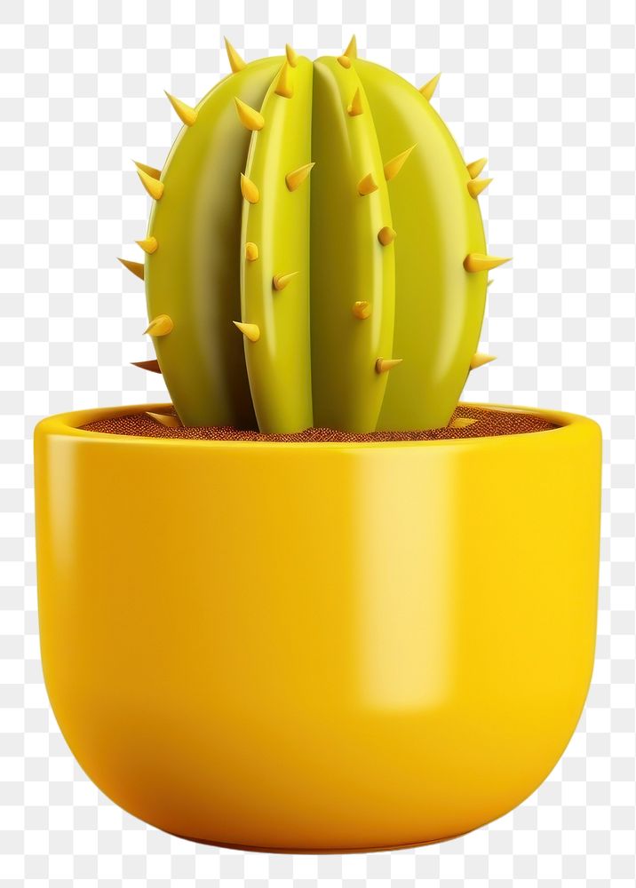 PNG Cactus yellow plant white background. AI generated Image by rawpixel.