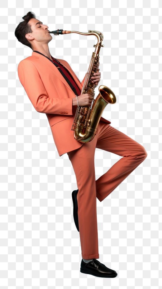PNG Saxophone adult entertainment saxophonist. AI generated Image by rawpixel.