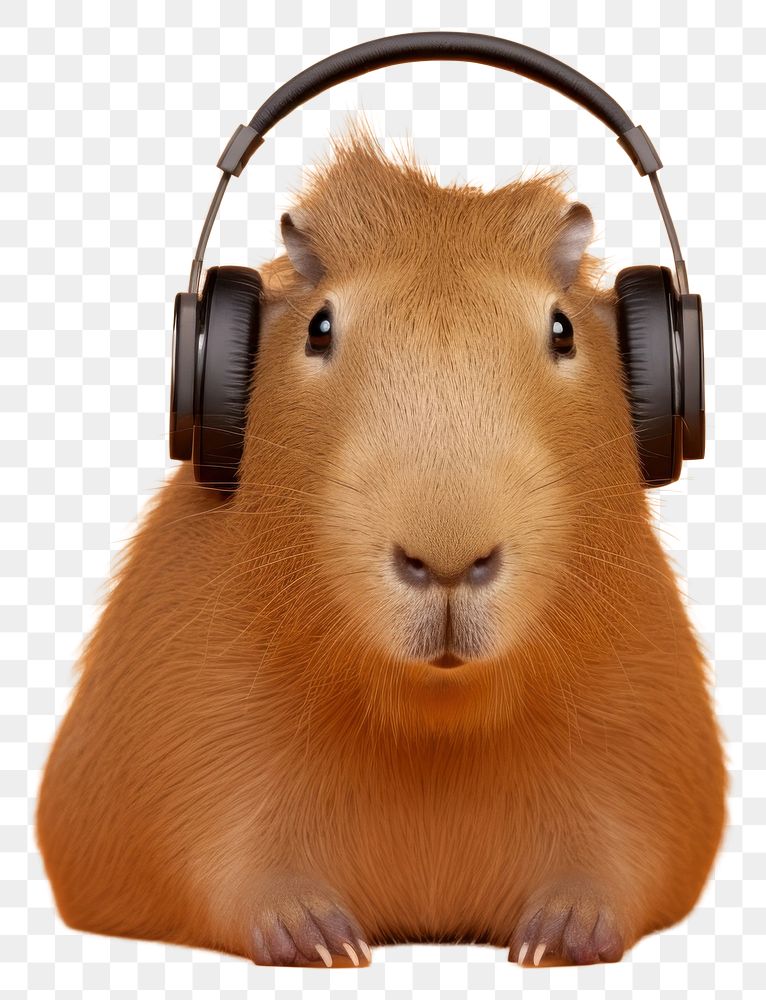 PNG Headphones rodent mammal animal. AI generated Image by rawpixel.