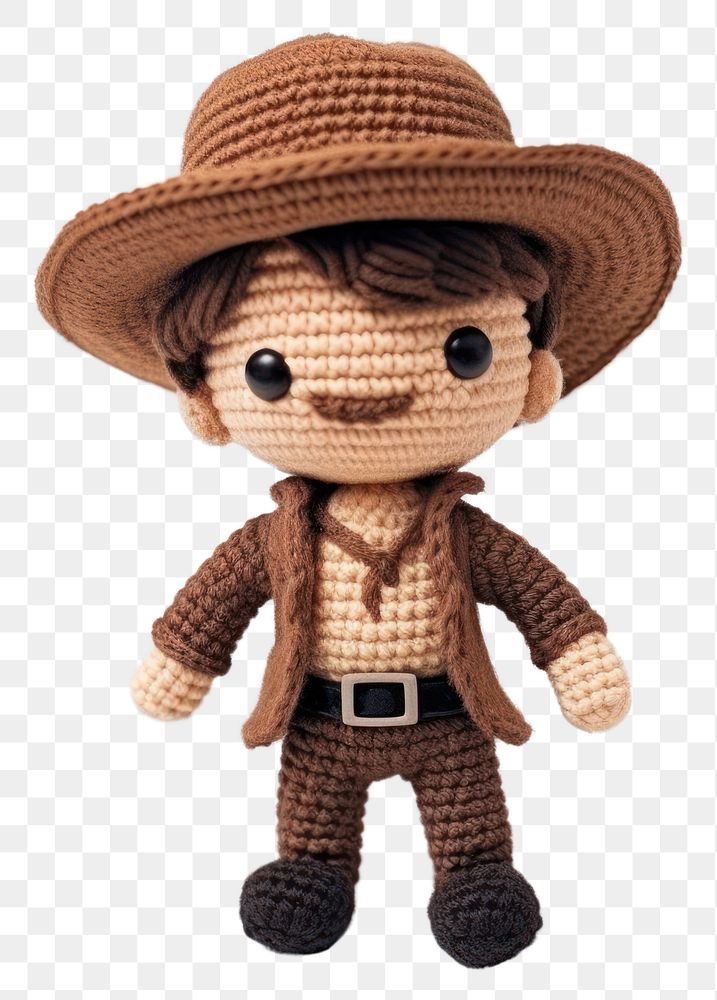 PNG Crochet cowboy toy white background. AI generated Image by rawpixel.