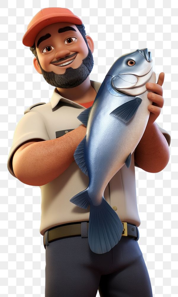 PNG Fish portrait holding cartoon. AI generated Image by rawpixel.