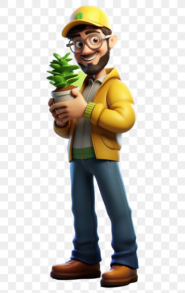 PNG Plant holding cartoon yellow. AI generated Image by rawpixel.
