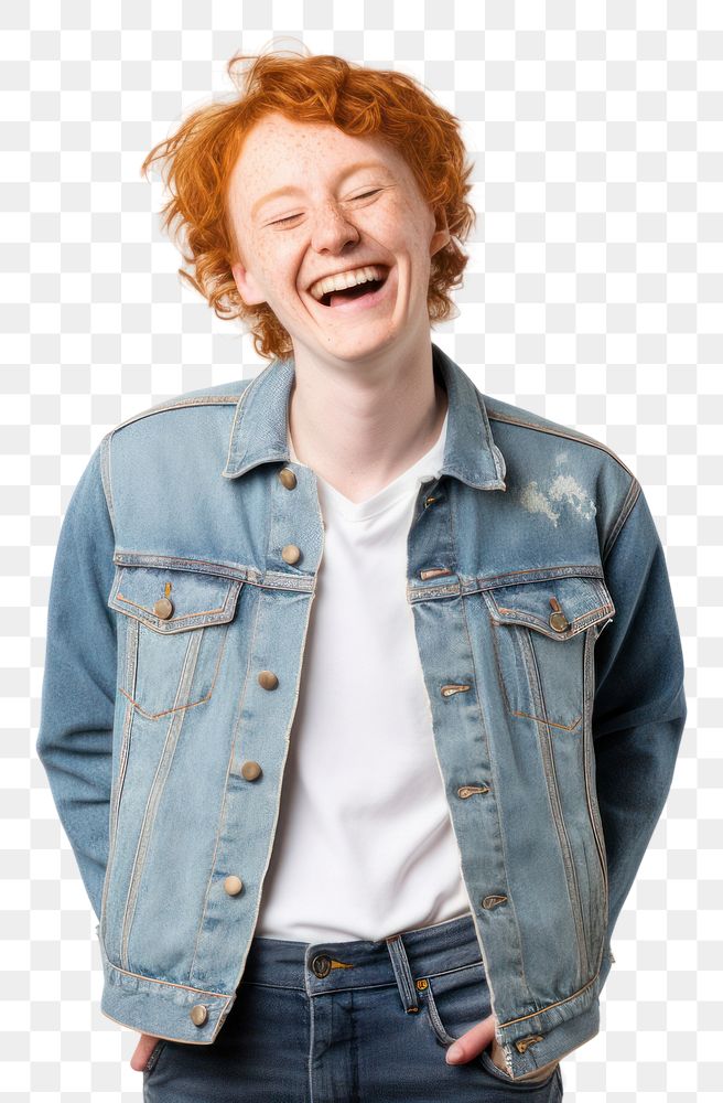 PNG Jacket laughing smiling freckle. AI generated Image by rawpixel.