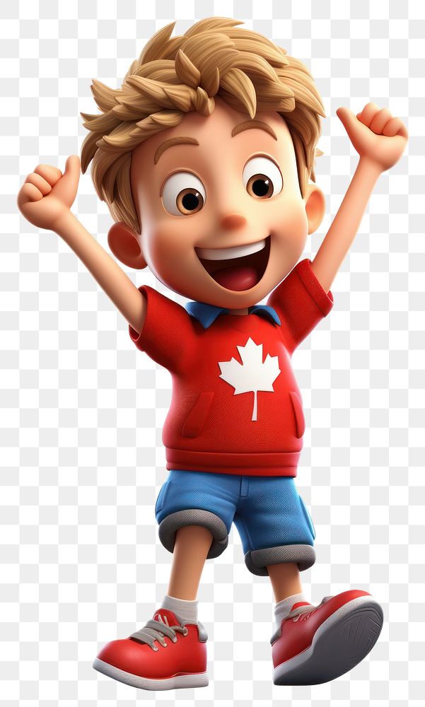 PNG Canadian kid celebrates canada day cartoon toy white background. AI generated Image by rawpixel.