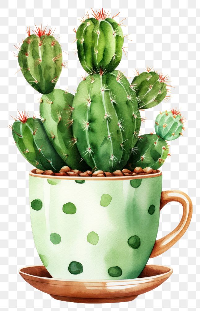 PNG Cactus plant flowerpot freshness. AI generated Image by rawpixel.