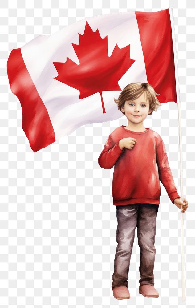 PNG Canadian kid holding a small Canadian flag child day white background. AI generated Image by rawpixel.