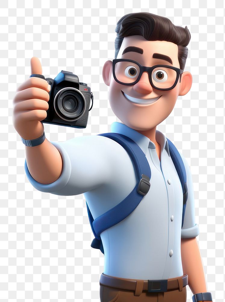 PNG Cartoon holding camera adult. AI generated Image by rawpixel.