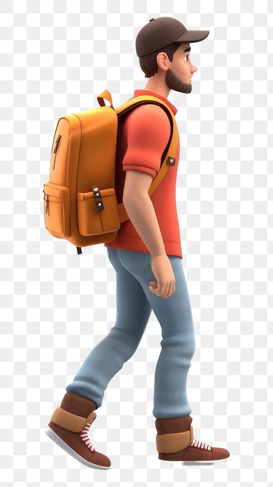 PNG Backpack standing walking adult. AI generated Image by rawpixel.