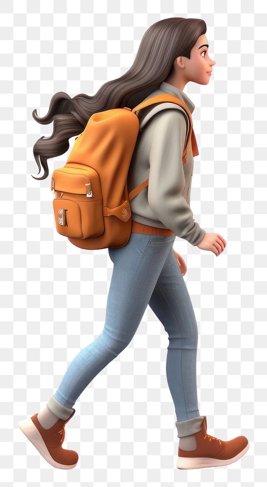 PNG Backpack walking adult woman. AI generated Image by rawpixel.