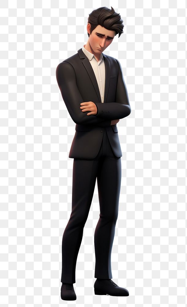 PNG Standing cartoon tuxedo adult. AI generated Image by rawpixel.