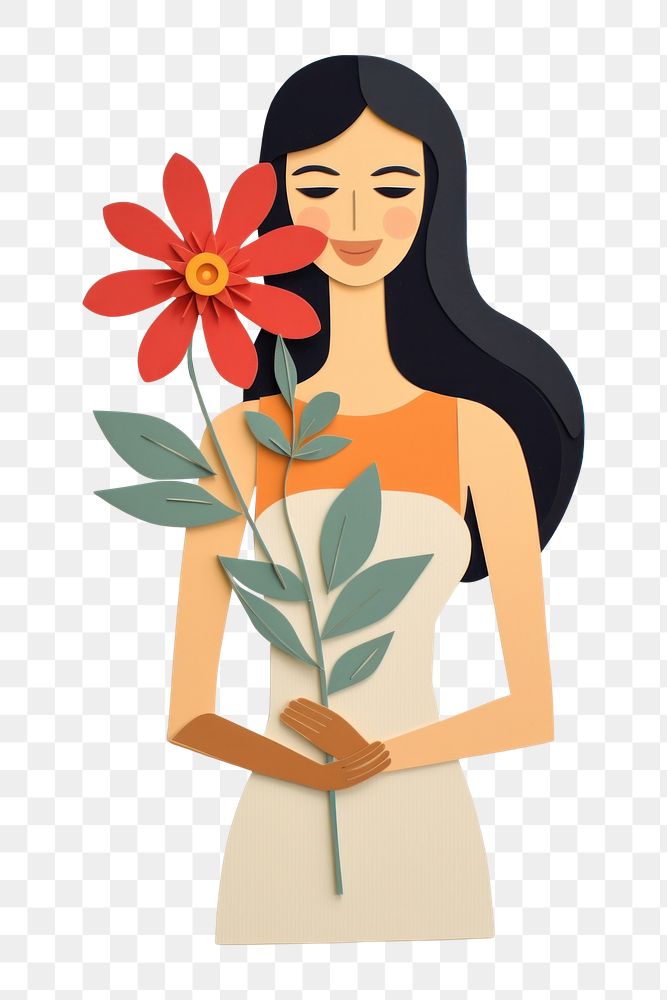 PNG Flower plant adult woman. AI generated Image by rawpixel.