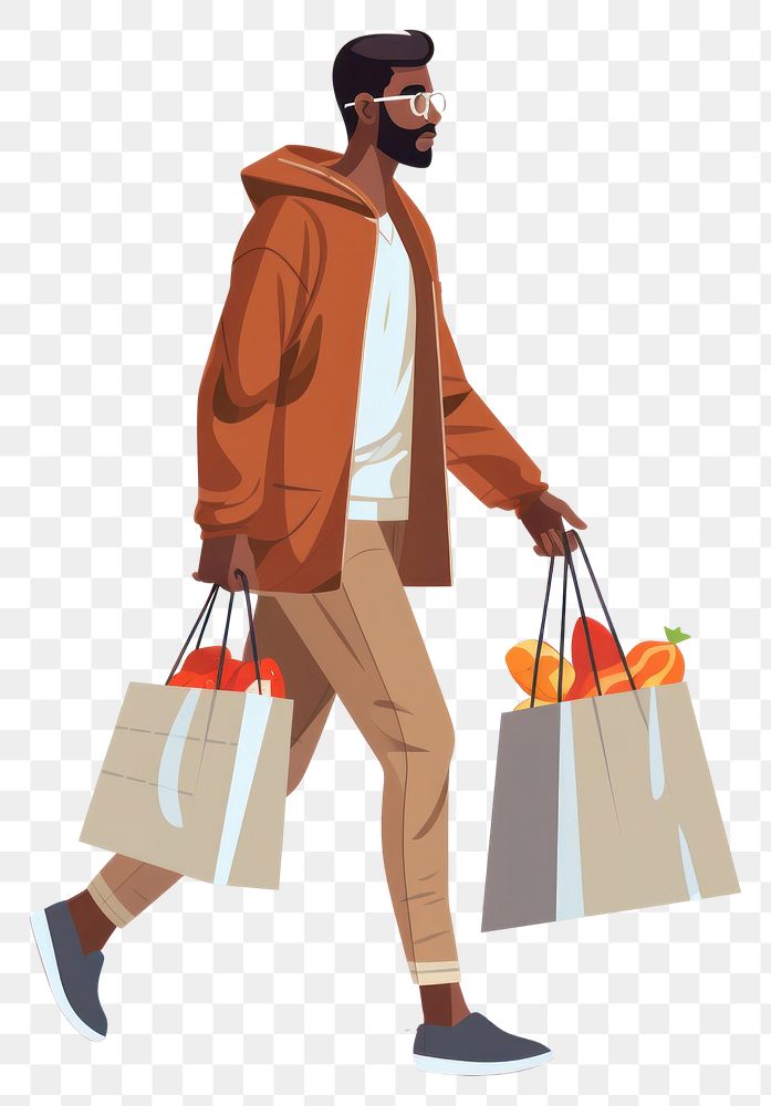 PNG Shopping walking adult bag. AI generated Image by rawpixel.
