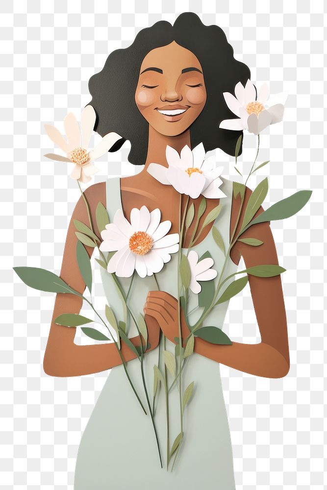 PNG Flower portrait smiling adult. AI generated Image by rawpixel.