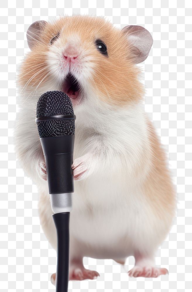 PNG Microphone hamster rodent animal. AI generated Image by rawpixel.