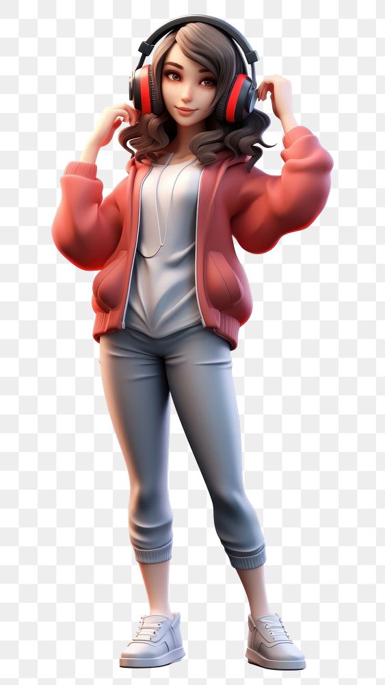 PNG Headphones cartoon adult woman. 