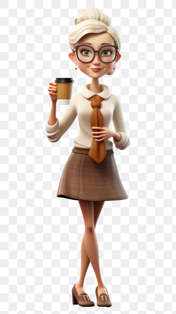 PNG Figurine cartoon coffee adult. AI generated Image by rawpixel.
