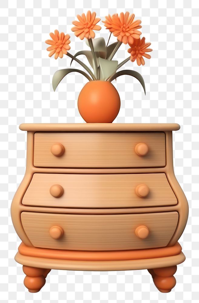 PNG Dresser flower vase furniture. AI generated Image by rawpixel.