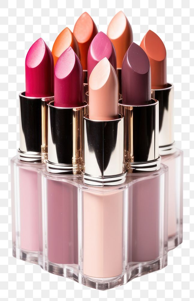 PNG Lipstick cosmetics transparent background arrangement. 