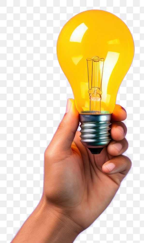 PNG Light lightbulb hand electricity. AI generated Image by rawpixel.