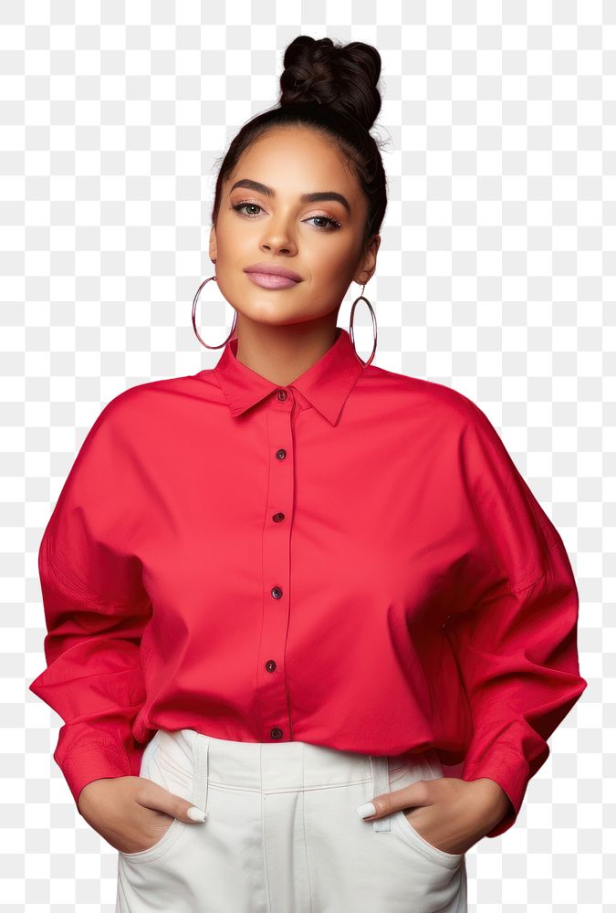 PNG Portrait fashion sleeve blouse. AI generated Image by rawpixel.