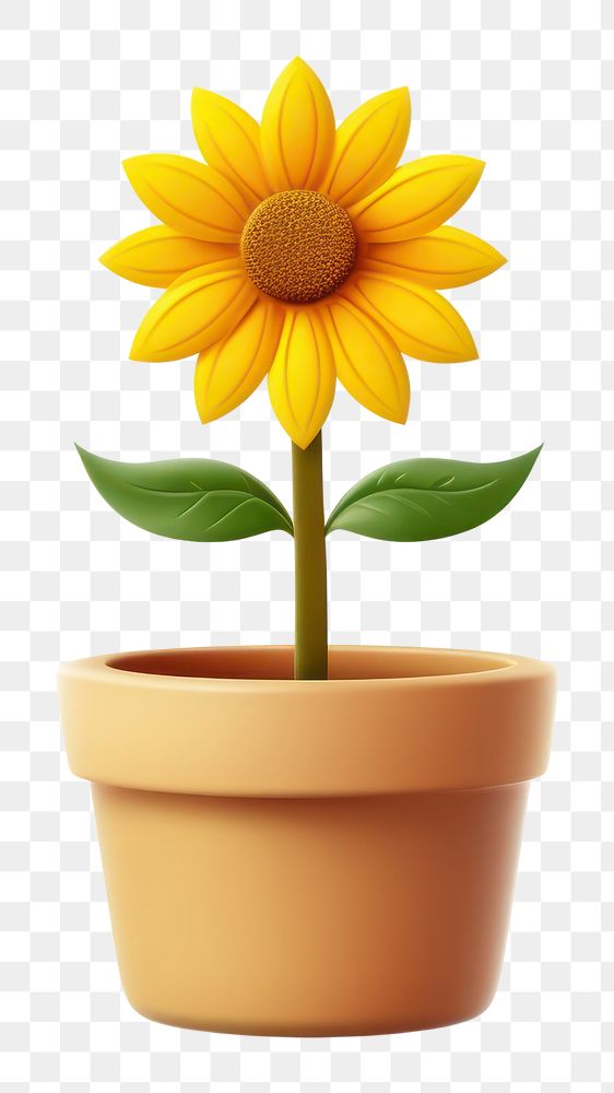 PNG Sunflower plant leaf pot. AI generated Image by rawpixel.