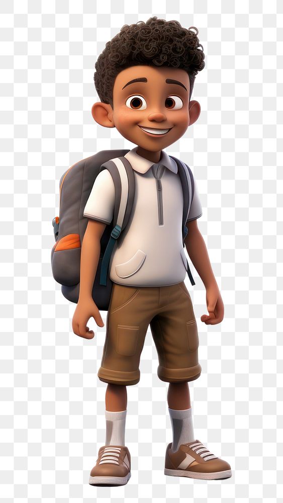 PNG Backpack smiling cartoon boy. AI generated Image by rawpixel.