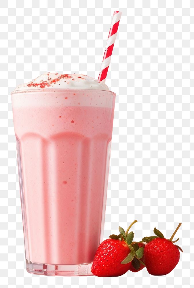 PNG Strawberry milkshake smoothie drink. AI generated Image by rawpixel.